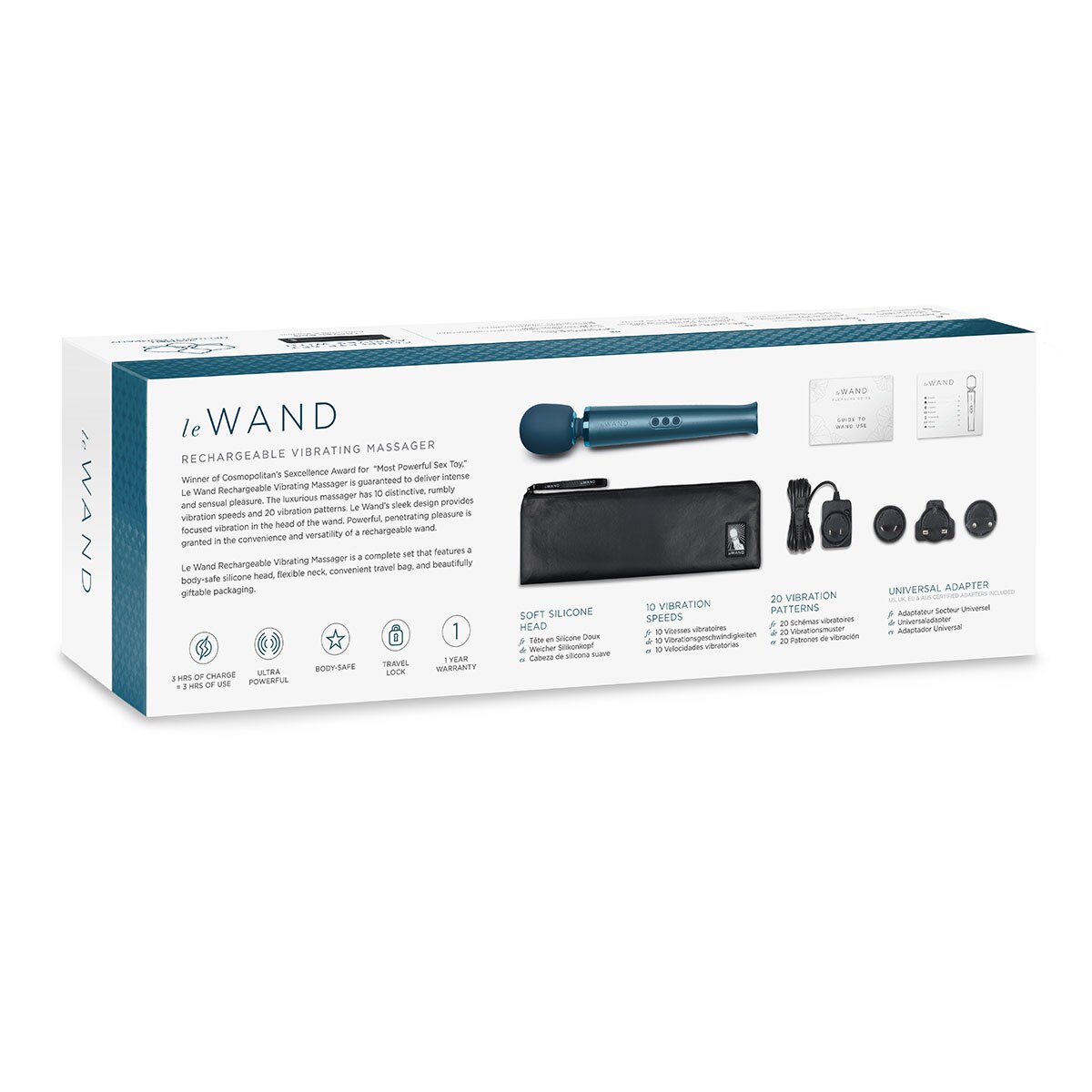 Close-up of the Blue Le Wand vibrator for texture detail
