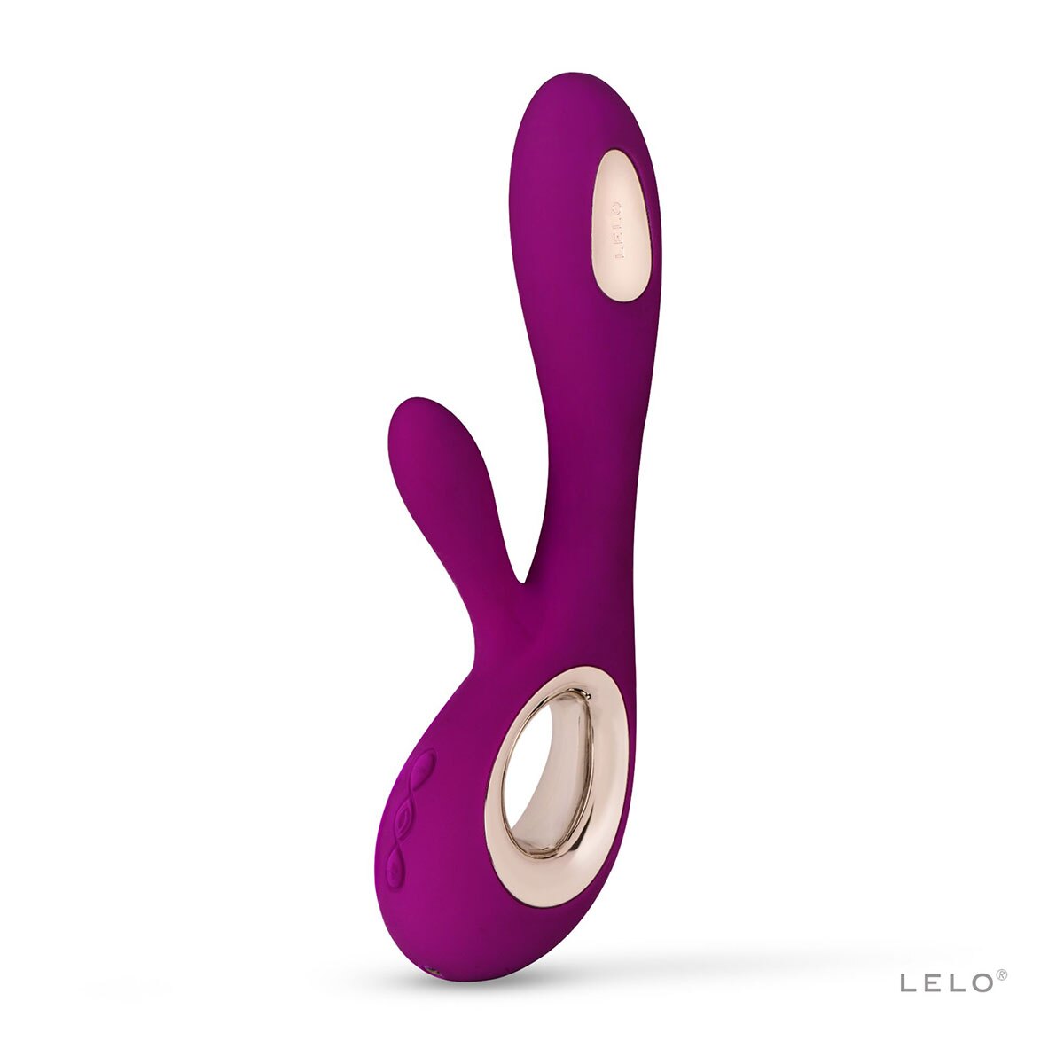 LELO vibrator Soraya Wave Deep Rose shown in hand for scale