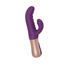 Purple Lovely Planet vibrator Love to Love Sassy Bunny Rain shown in hand for scale