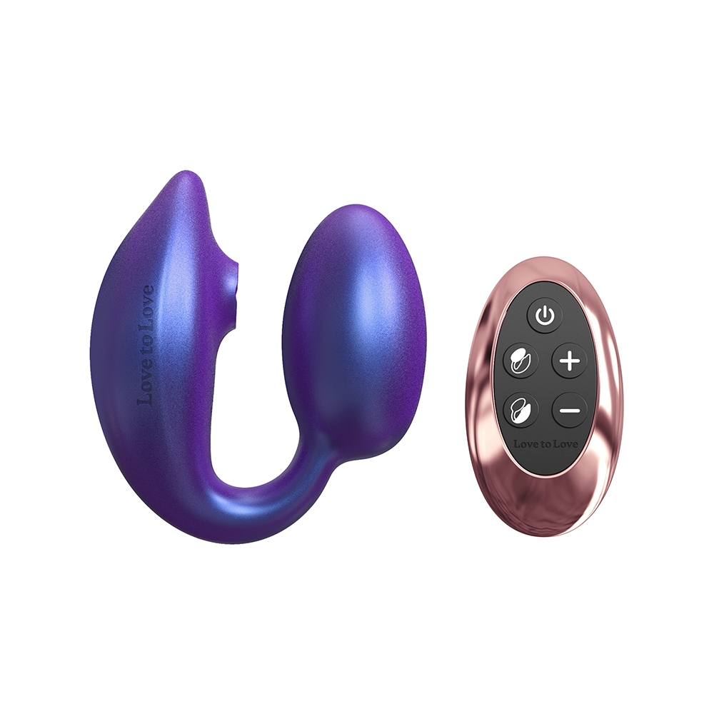 W Remote Lovely Planet vibrator Love to Love Wonderlover Iridescent Night shown in hand for scale