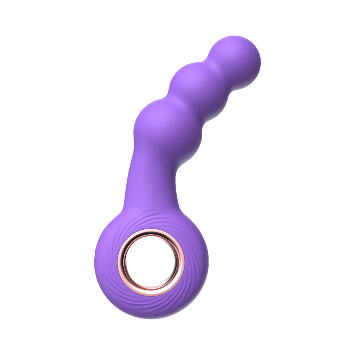 Purple Luv Inc vibrator Br15: Beaded Ring shown in hand for scale