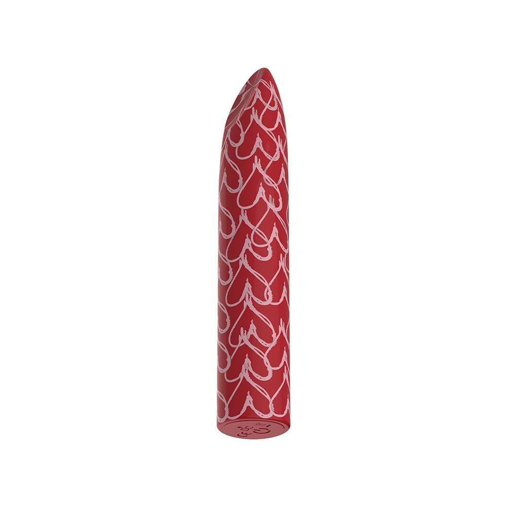 Red Luv Inc vibrator Hb82 Heart shown in hand for scale