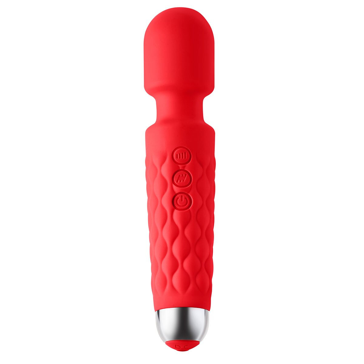 Red Luv Inc vibrator Large shown in hand for scale