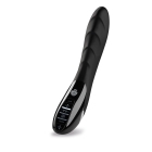 Black Mystim vibrator Sizzling Simon E-Stim shown in hand for scale