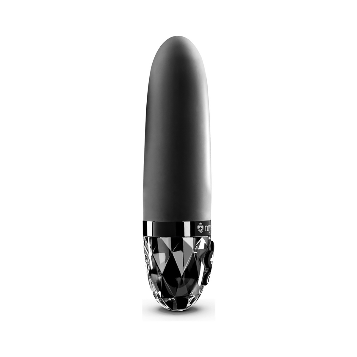 Black Mystim vibrator Sleak Freak E-Stim shown in hand for scale
