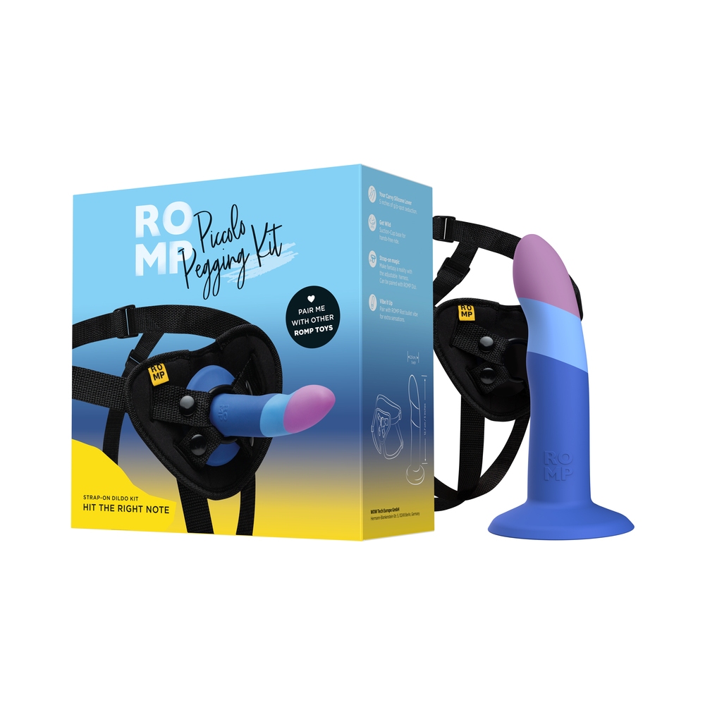 Angled view of the  ROMP vibrator designed for intimate use