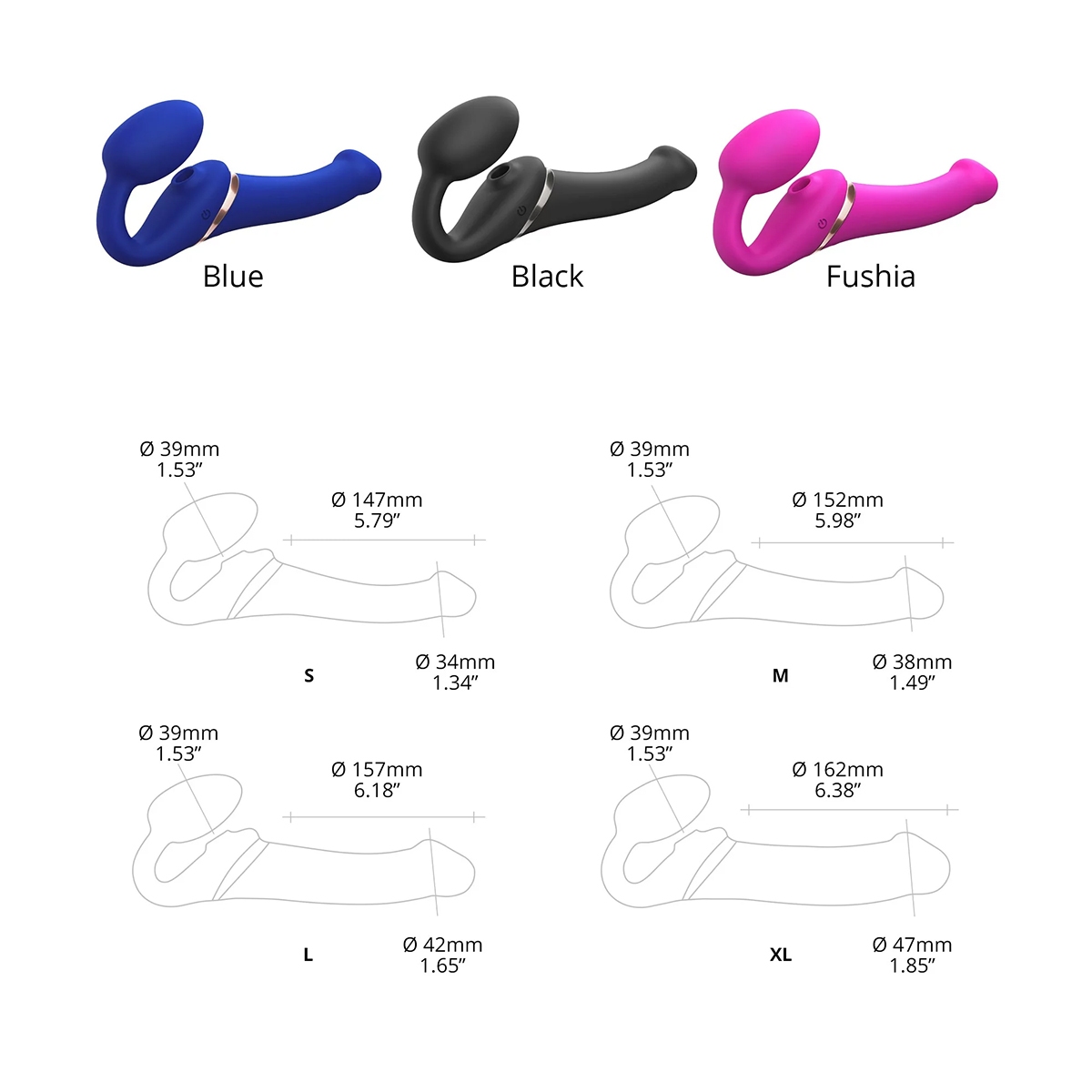 Product image of the Multi Strap-On-Me vibrator on clean background
