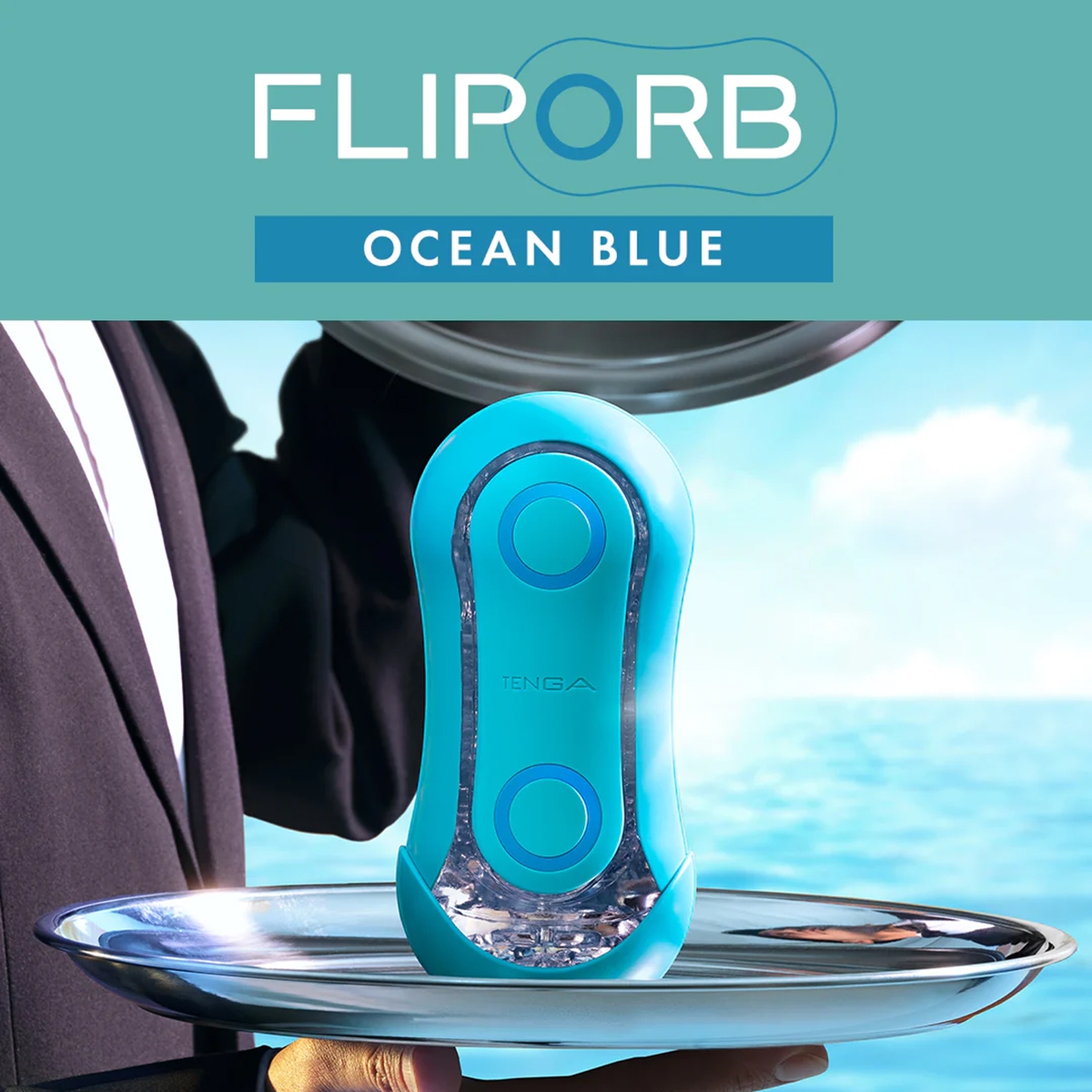Close-up of the Blue TENGA vibrator for texture detail