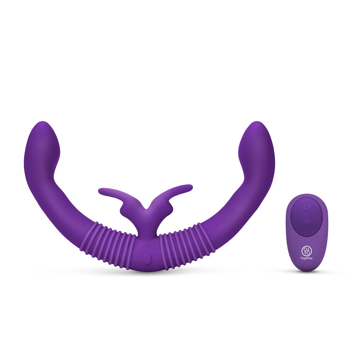 Purple Together Vibe vibrator 2.0 shown in hand for scale