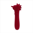 Red Creative Conceptions vibrator Unihorn USB Blaze Diablo Dark shown in hand for scale