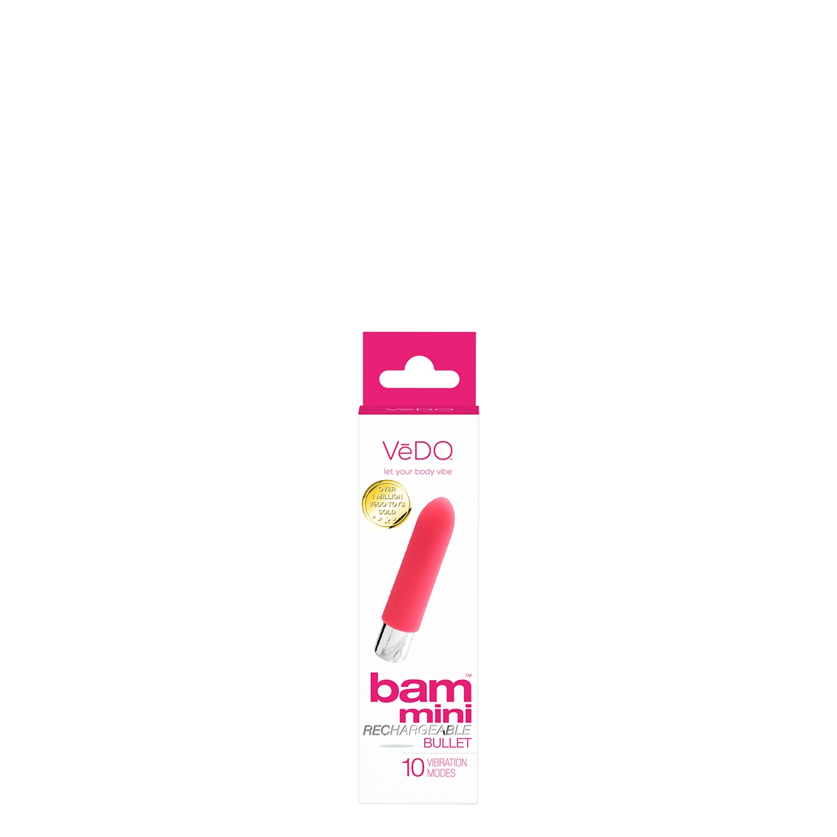 Angled view of the Pink VeDO vibrator designed for intimate use
