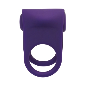 Purple VeDO vibrator Hard Rechargeable C-Ring shown in hand for scale