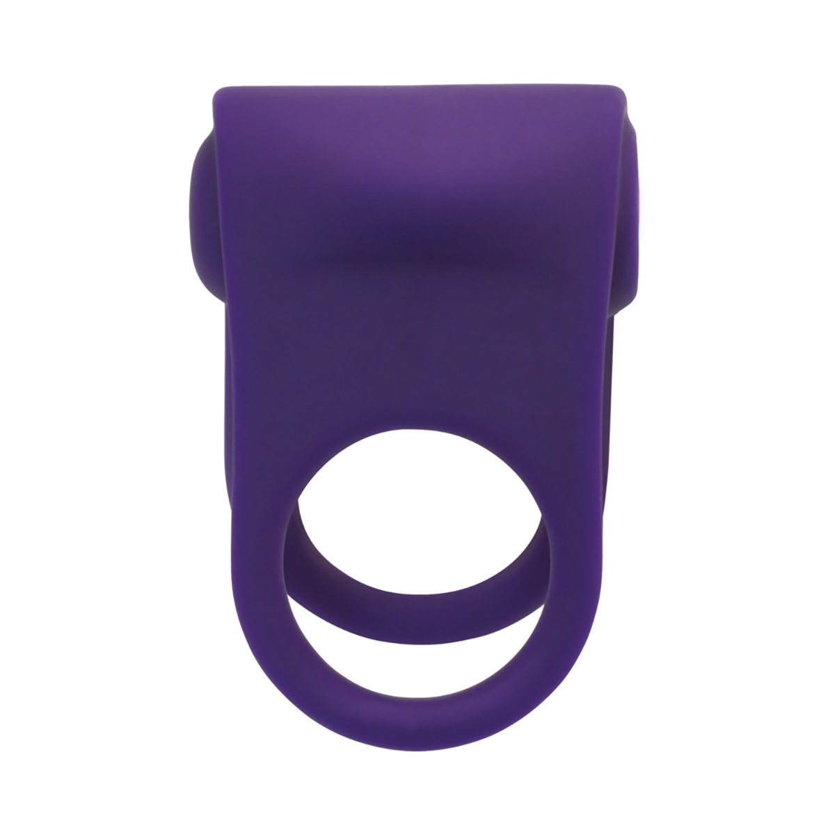 Purple VeDO vibrator Hard Rechargeable C-Ring shown in hand for scale