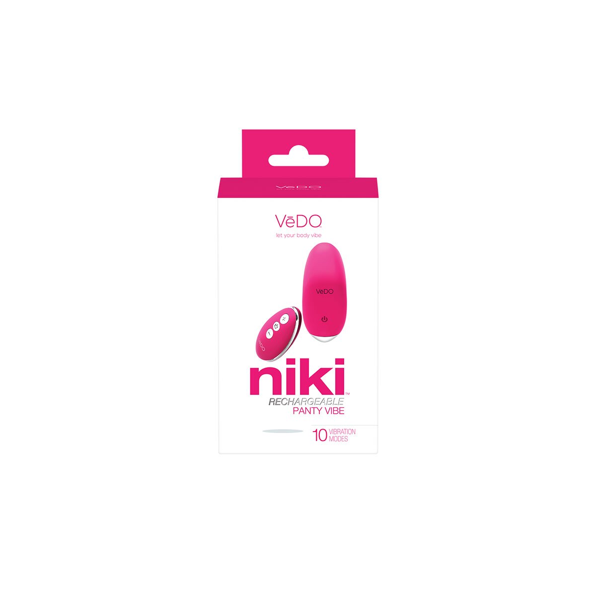 Angled view of the Pink VeDO vibrator designed for intimate use