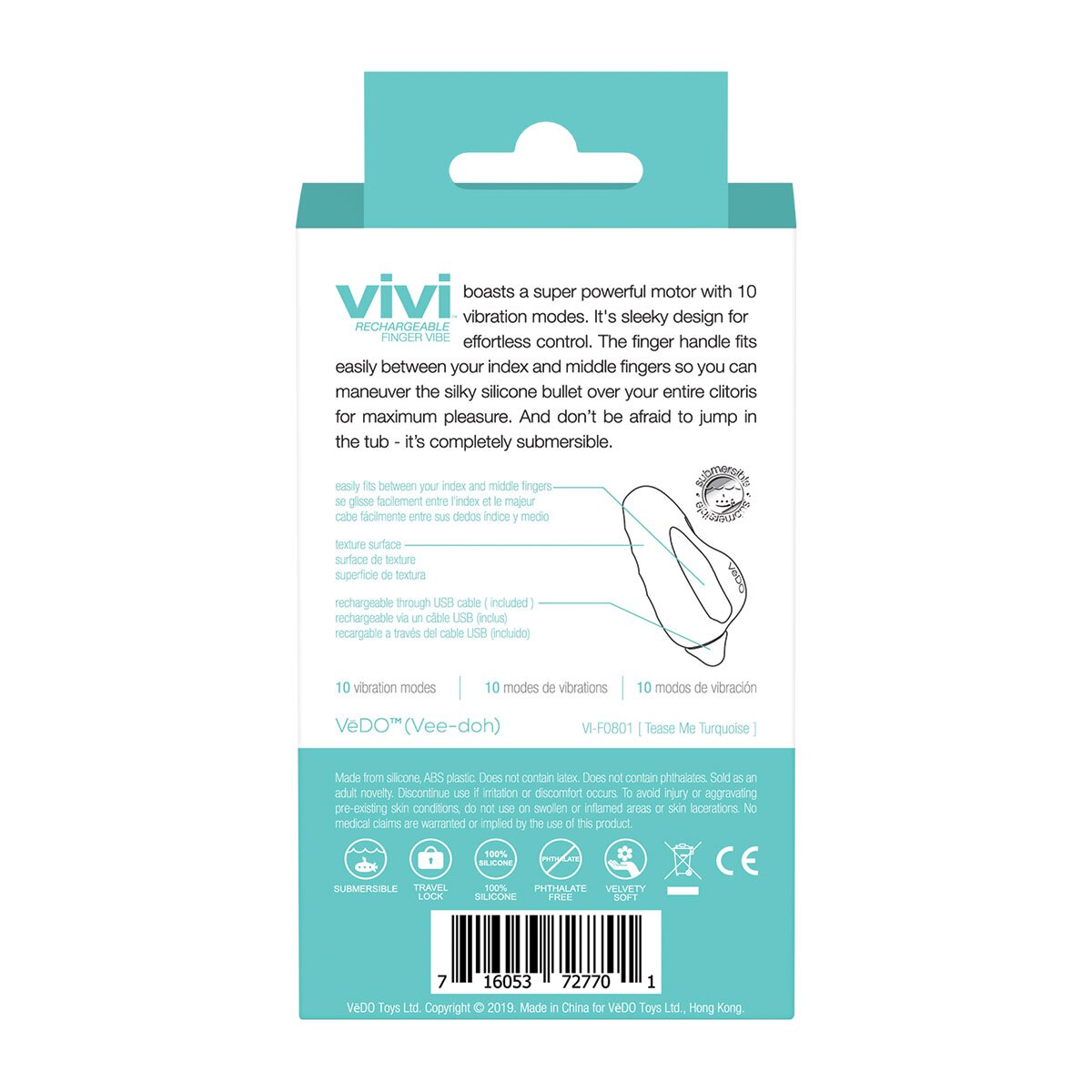 Close-up of the Turquoise VeDO vibrator for texture detail