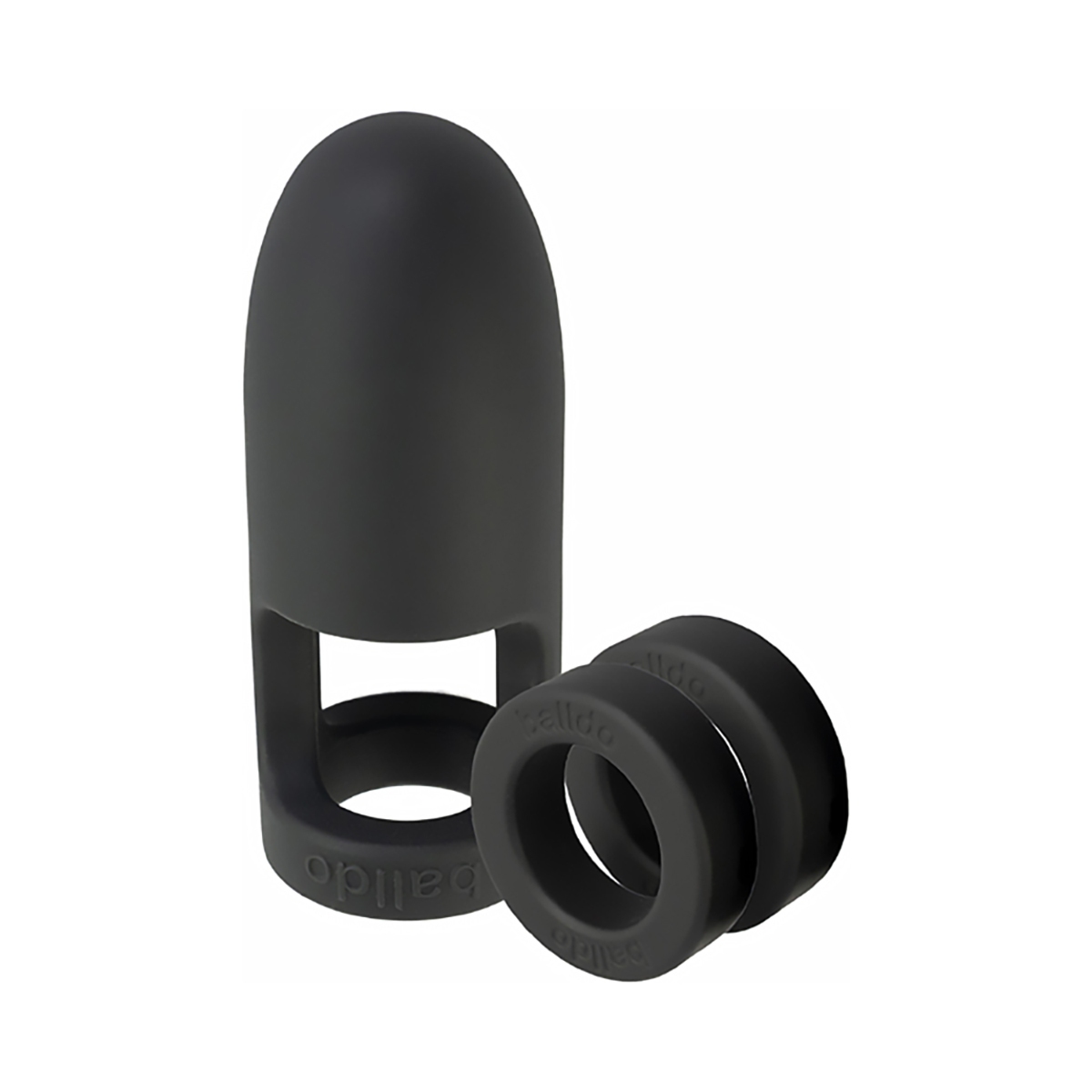 Black Balldo vibrator ViBalldo shown in hand for scale