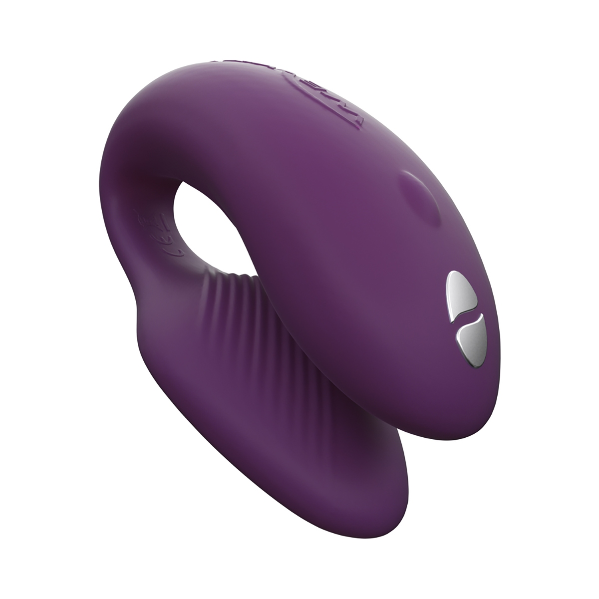 Purple We-Vibe vibrator Chorus Couples shown in hand for scale