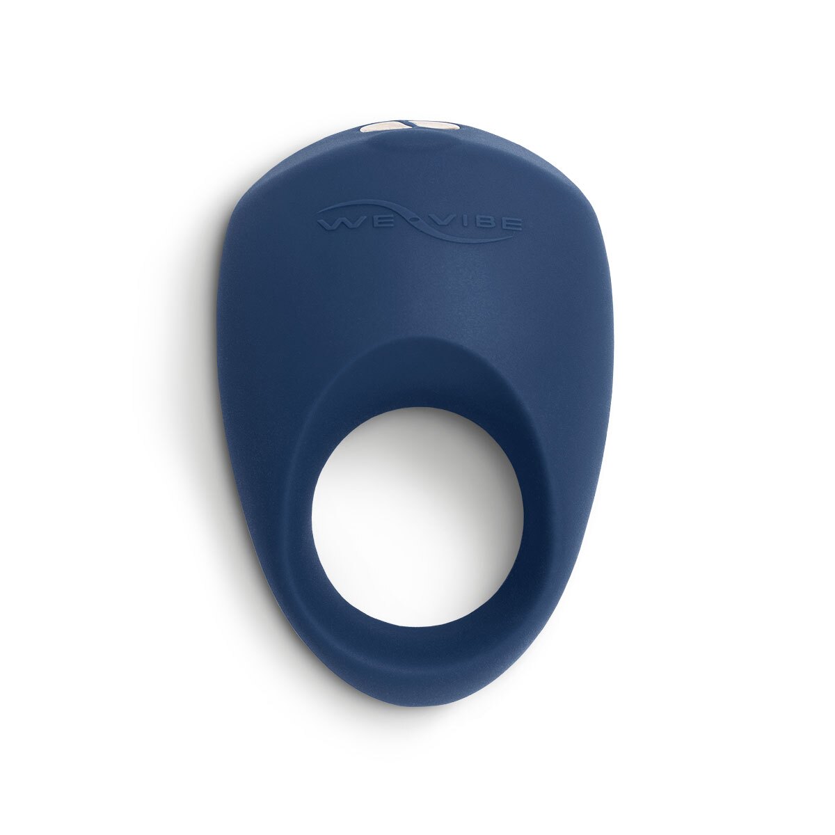 Midnight Blue We-Vibe vibrator Pivot shown in hand for scale