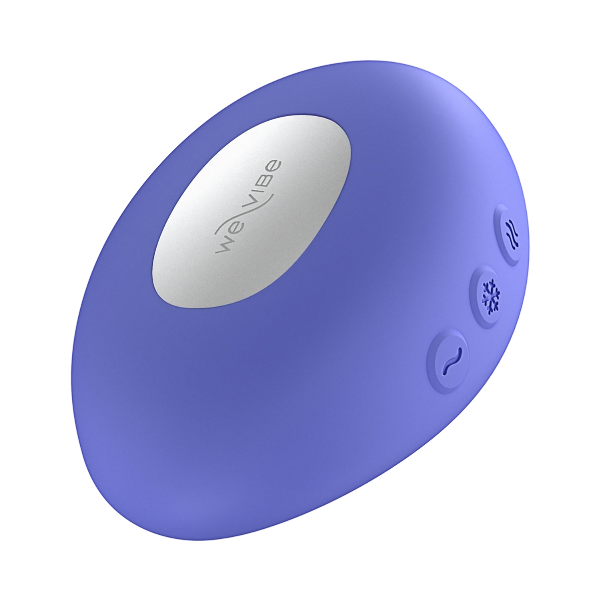 Lavender We-Vibe vibrator Temp shown in hand for scale
