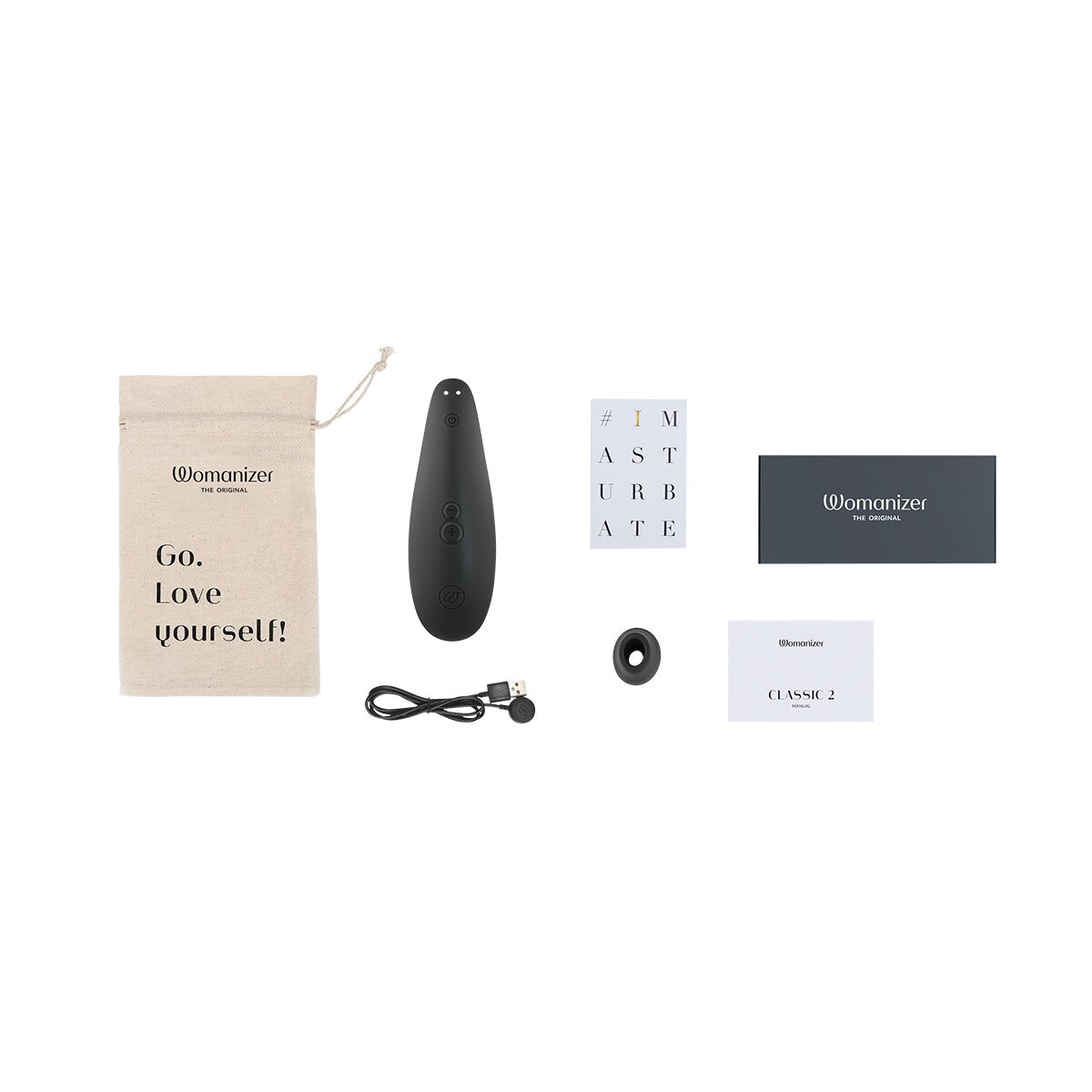 Angled view of the Black Womanizer vibrator designed for intimate use