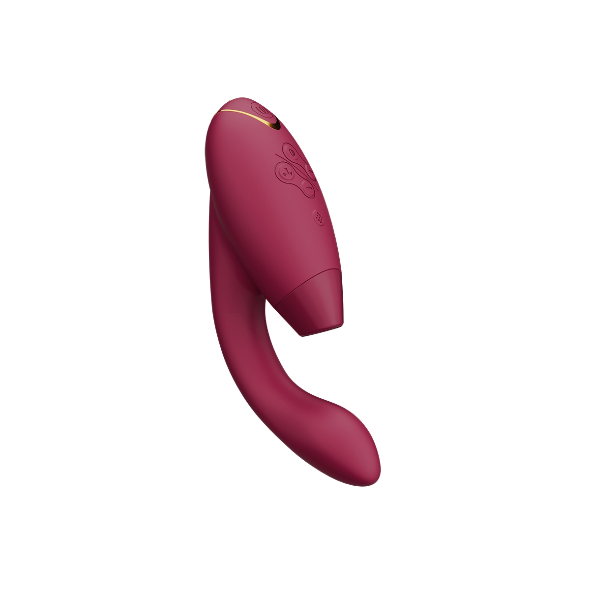 Womanizer vibrator Duo 2 Bordeaux shown in hand for scale