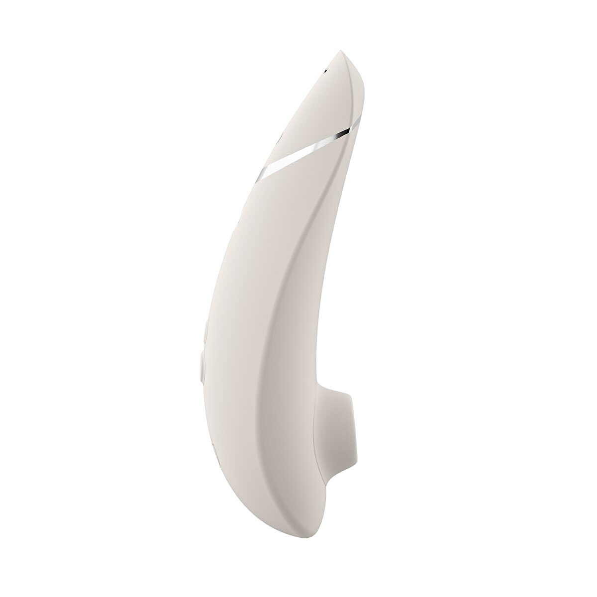 Womanizer vibrator Premium 2 Warm Gray shown in hand for scale