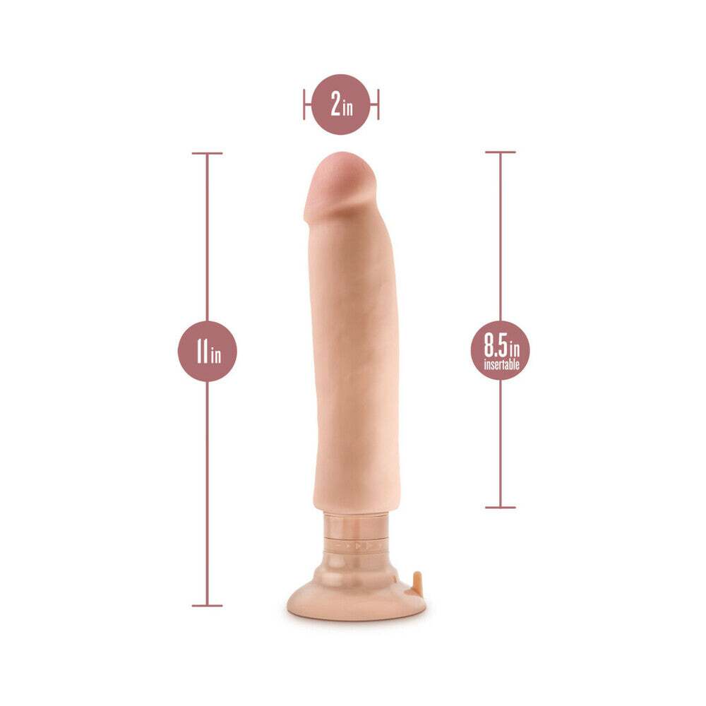 11 inch Dildo by Blush in Vanilla Ivory Beige shown for pegging Her or Him