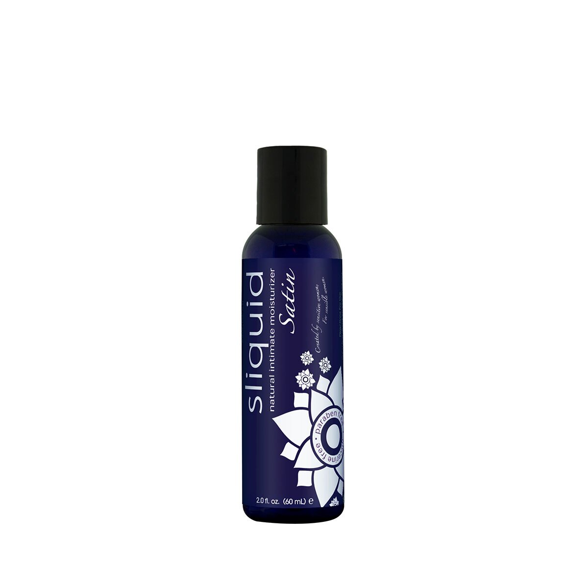 Bottle of 2 oz Plant Based Lube Sliquid showing botanical formula