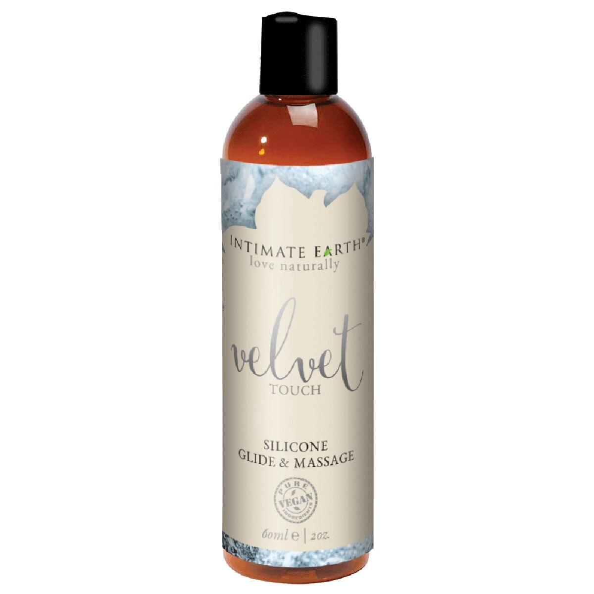 2 oz. Silicone Lube Intimate Earth bottle showing smooth, long-lasting formula