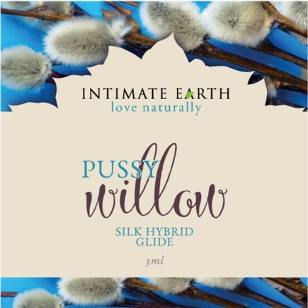Bottle of 3 ml Vegan Lube Intimate Earth showing plant-powered formula