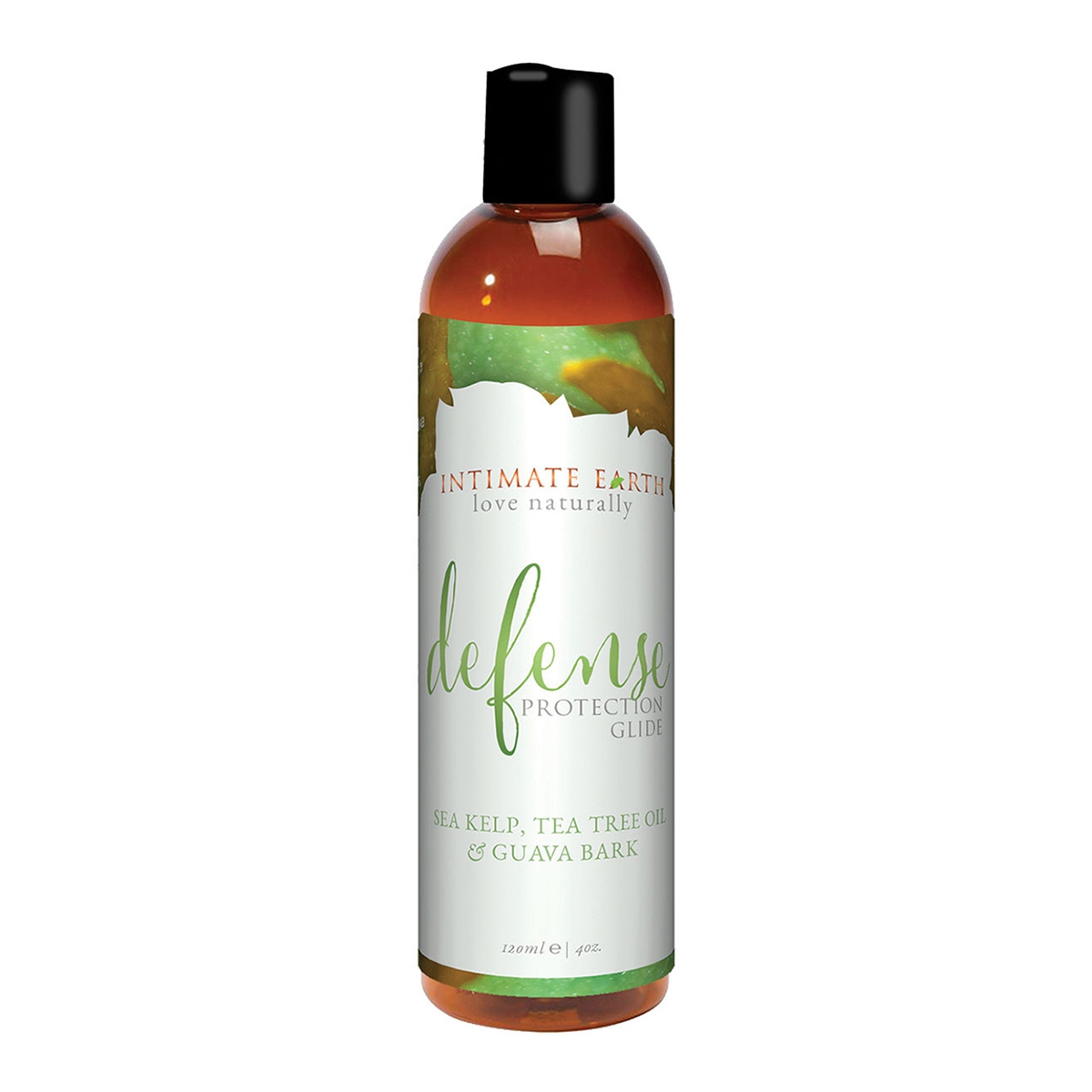 Bottle of 4 oz Plant Based Lube Intimate Earth showing botanical formula