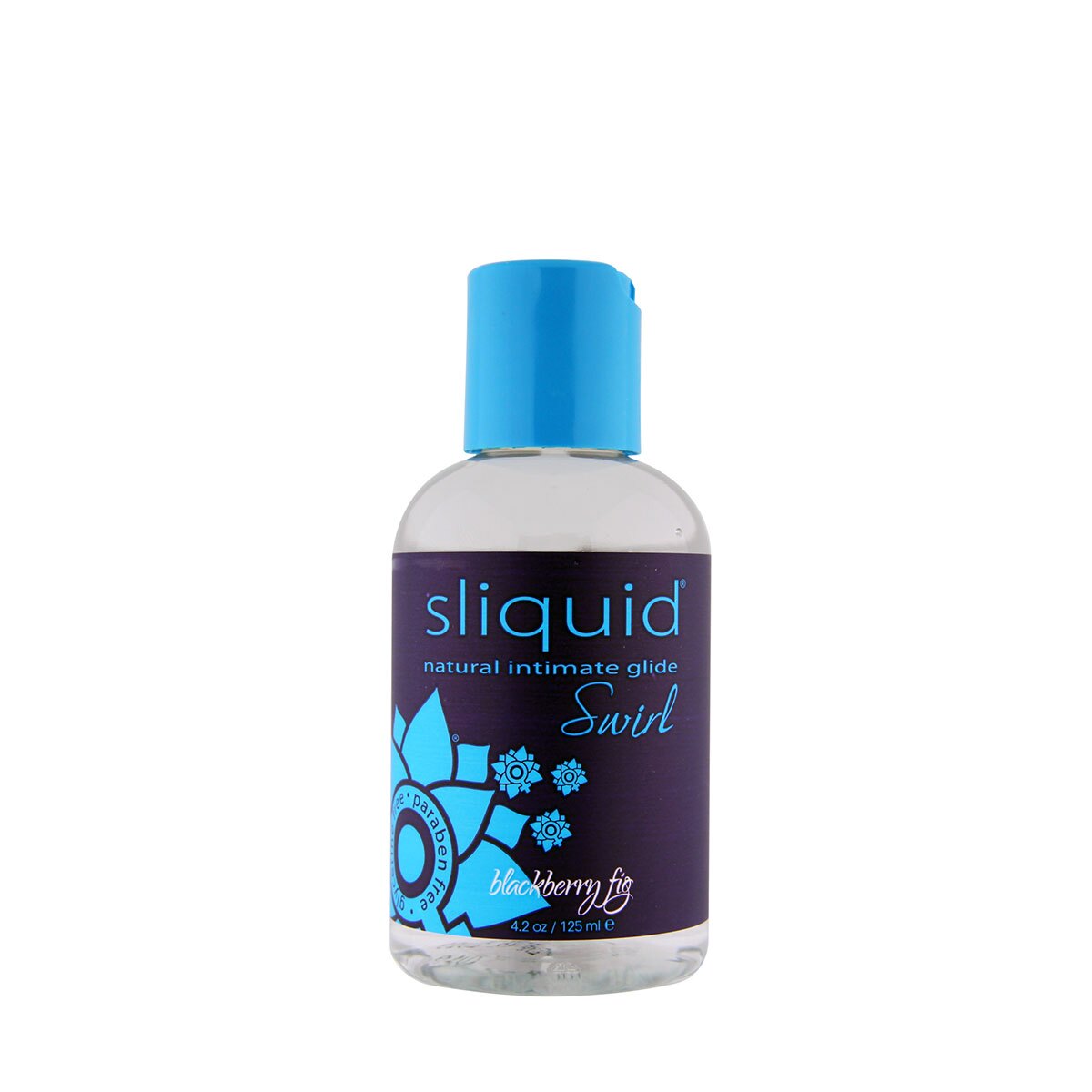 Bottle of 4.2 oz Water Based Lube Sliquid showing clean, lightweight formula