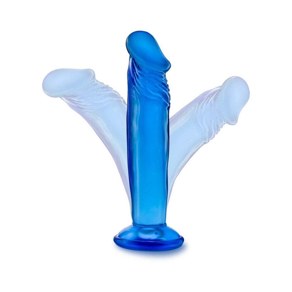 6 inch Dildo by Blush in Blue displayed for pegging Him or Her