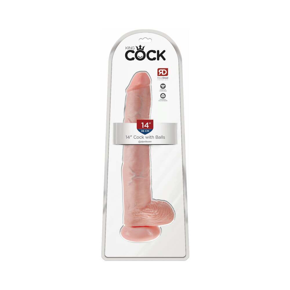 14 inch Dildo by Pipedream in Vanilla Ivory Beige shown for use by Her or Him