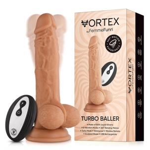 8.25 inch Dildo by FemmeFunn in Vanilla Ivory Beige shown for use by Her or Him