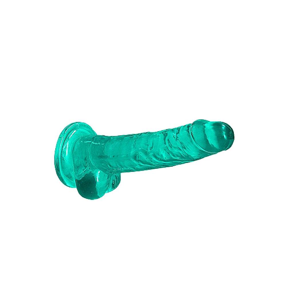 7 inch Dildo by Shots in Teal Turquoise Aqua shown for pegging Her or Him