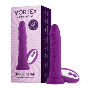 8 inch Dildo by FemmeFunn in Purple shown for use by Her or Him