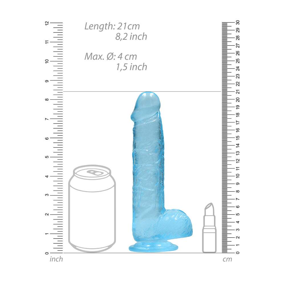 8 inch Dildo by Shots in Blue displayed for pegging Him or Her