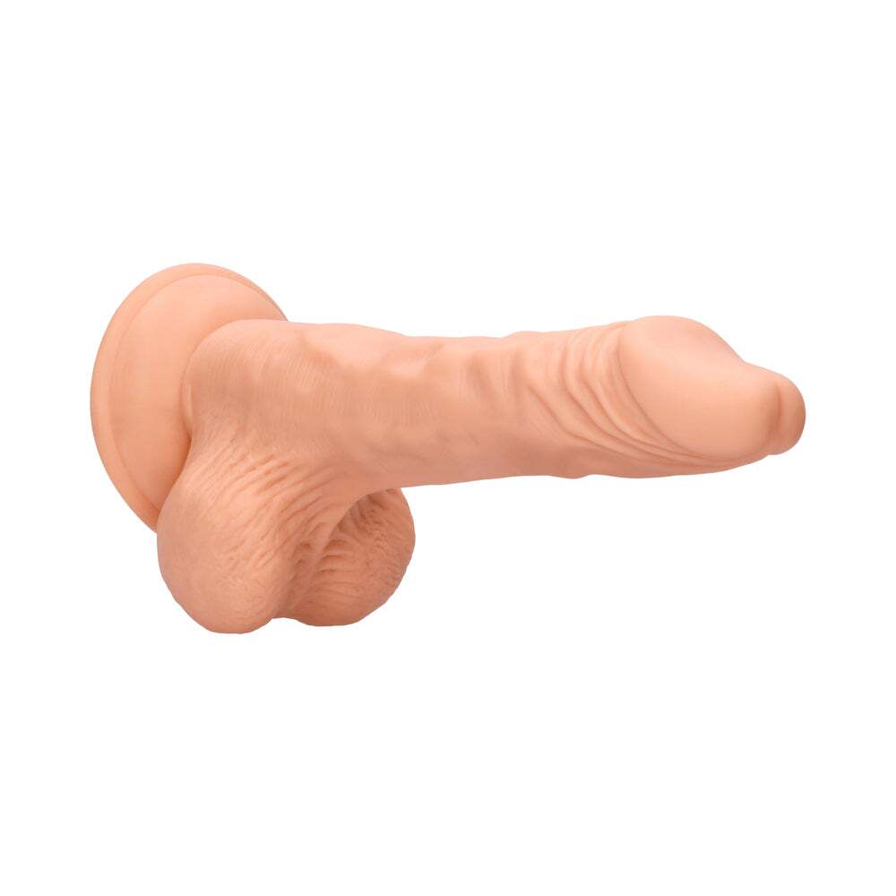 8 inch Dildo by Shots in Vanilla Ivory Beige shown for pegging Her or Him
