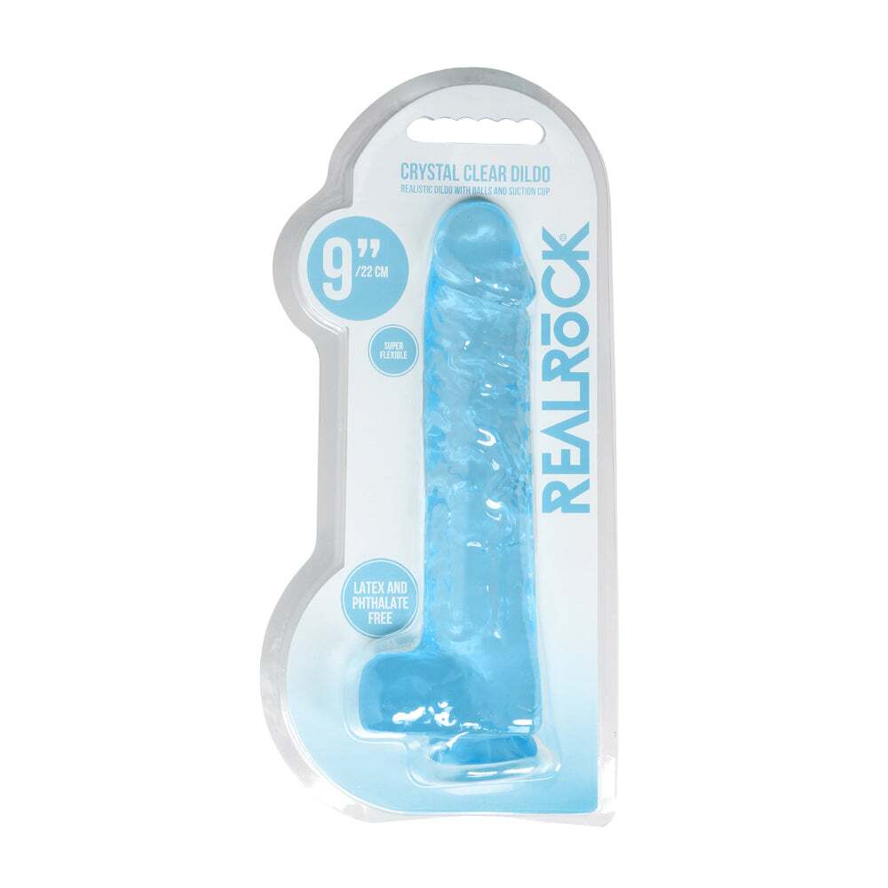9 inch Dildo by Shots in Blue shown for use by Her or Him