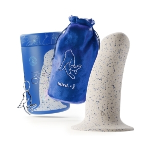 5.5 inch Dildo by Biird in Blue shown for use by Her or Him
