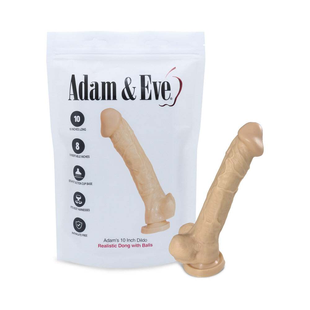 10 inch Dildo by Adam & Eve in Vanilla Ivory Beige shown for use by Her or Him