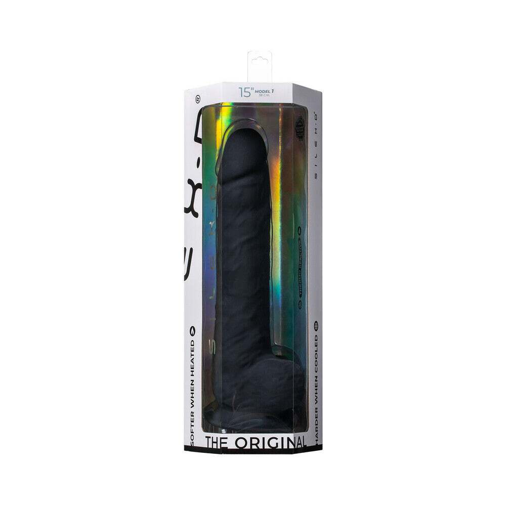 15 inch Dildo by Doc Johnson in Black shown for use by Her or Him