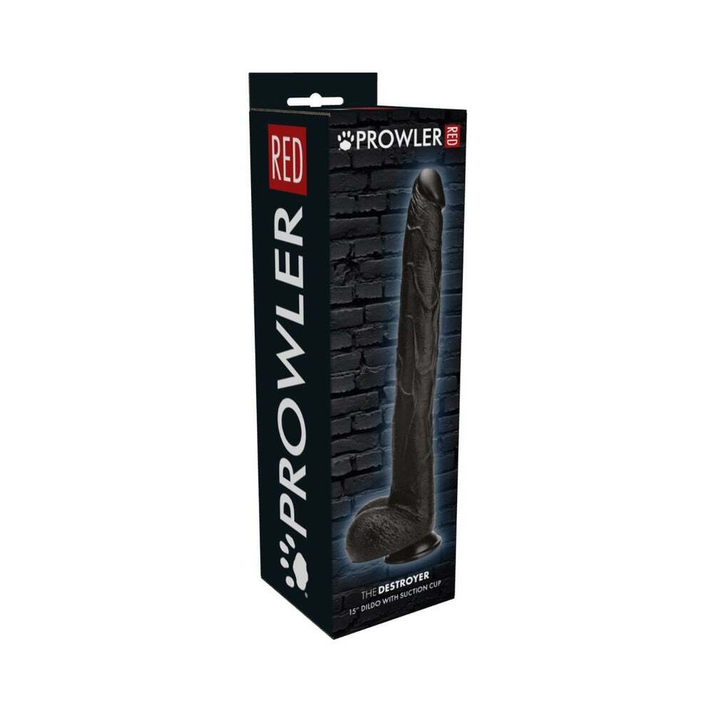 15 inch Dildo by Prowler RED in Black shown for use by Her or Him