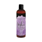 Bottle of  Vegan Lube Intimate Earth showing plant-powered formula