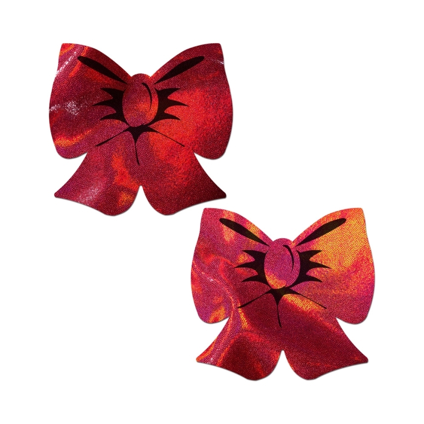 Feel sexy wearing sexy nipple covers  bow red holograph breast covers! Wearing bow red holograph breast covers nipples covers by pastease can be fun and sexy!
