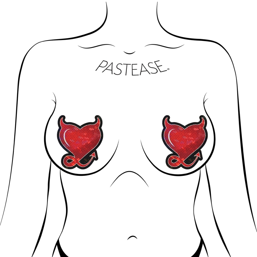 Wearing devil hearts nipples covers by pastease can be fun and sexy!