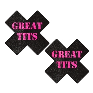 Feel sexy wearing sexy nipple covers  Great Tits Crosses! Wearing Great Tits Crosses nipples covers by Pastease can be fun and sexy!