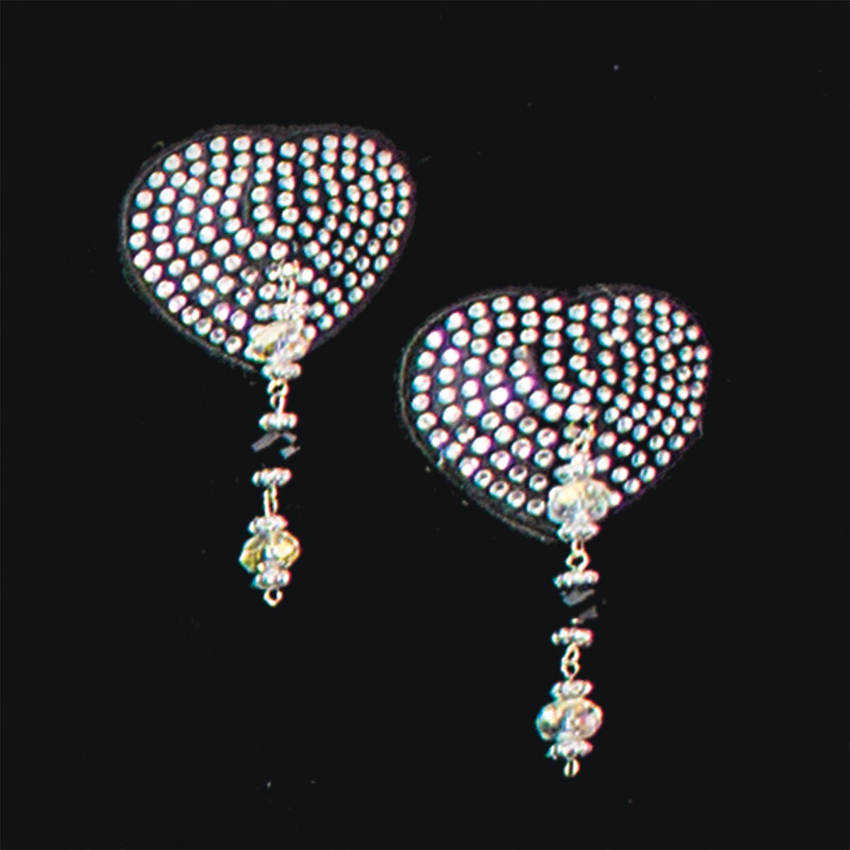 Wearing Heart Black Crystal w Beads nipples covers by Bijoux de Nip can be fun and sexy!