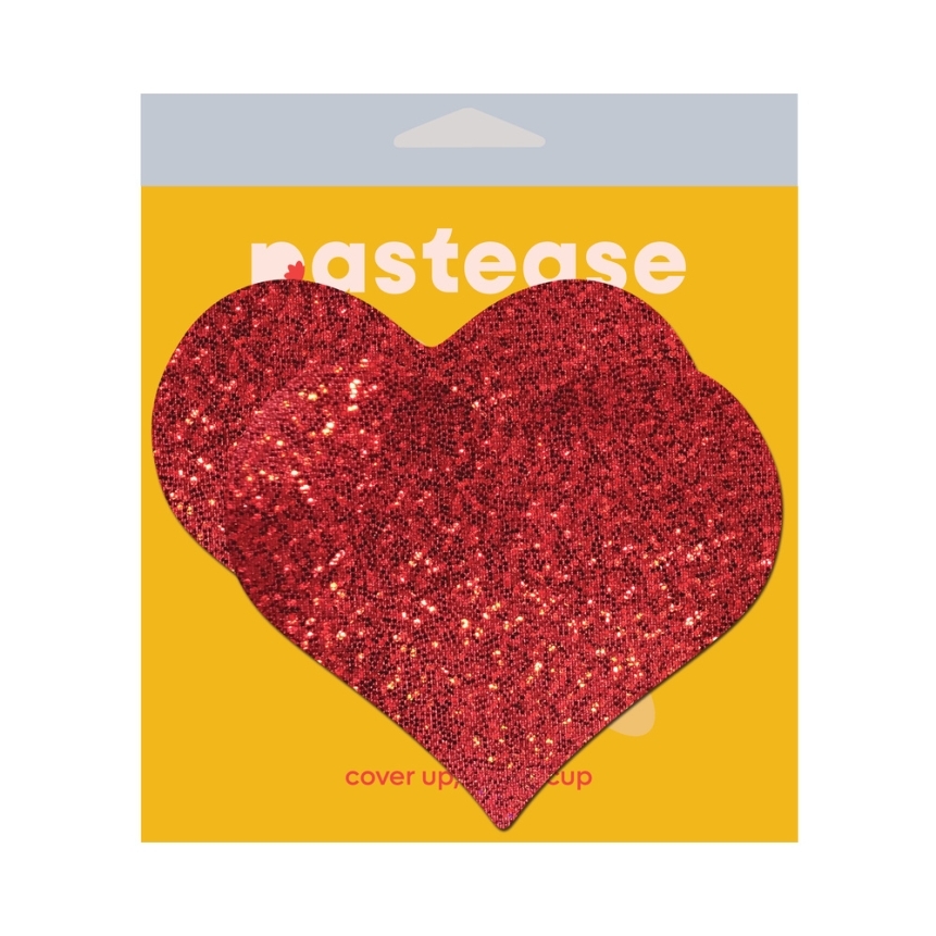 Wearing heart glitter red breast covers nipples covers by pastease can be fun and sexy!